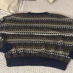 SHEIN womens Geometric Crewneck Sweater - Black and Brown